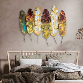 Wallity Leaves v11 Escultura de pared de metal multicolor